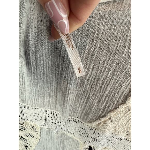 NWOT Free People Ivory Combo Making Harmony Embroidered Bodysuit Blouse- SML - Picture 9 of 10